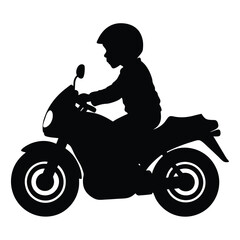 Fototapeta premium Silhouette of Child Riding Motorcycle A Powerful Image of Dreams and Adventure