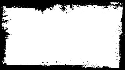 Grunge textured frame vector illustration. Black border design.
