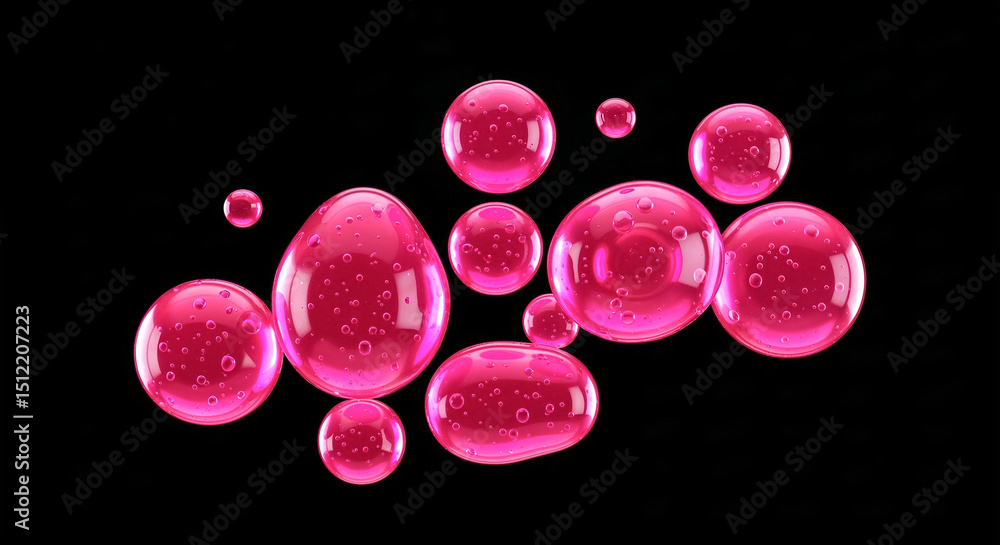 Aufkleber pink bubbles floating on a black background: a stunning abstract image