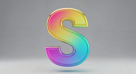 Naklejka premium Rainbow gradient letter s floating on gray background