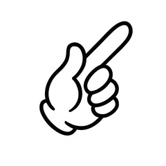 Pointing Finger Hand Icon Black and White Line Art