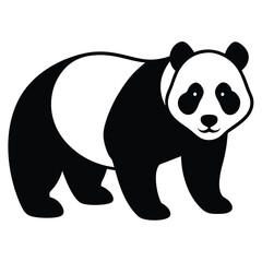 Fototapeta premium Adorable Panda Bear Illustration Black and White Design