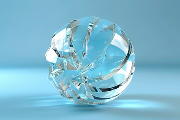 Vibrant Picture of Sliced Glass Ball with Blue Background, 3D RenderingHigh Detail, 8K