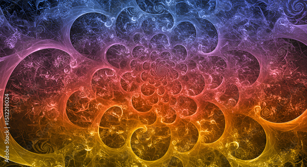 Poster abstract artistic fractal spiral with vivid gradient color background art