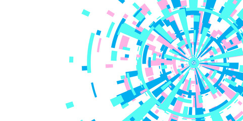 Blue Abstract Circular Tech Design Vector on White Background. 