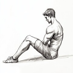 Man doing Lying leg curls exercise. Flat vector illustration isolated on white background