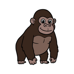 Naklejka premium illustration of a happy cartoon style gorilla