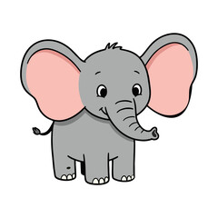 DRAWING OF A CHILDREN'S ELEPHANT WITH A WHITE BACKGROUND