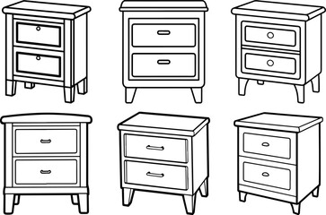 Set of Outline of cajón vector illustration, line art
