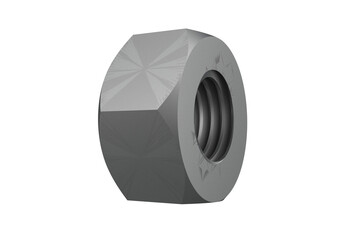 PNG Transparent Silver Nut: High-Resolution 3D Render. Ideal for Graphic Design, Product Mockups & Technical Illustrations. Shiny, Photorealistic & Ready to Use.