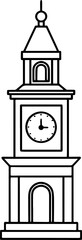 clock tower outline vector and illustration, coloring book page