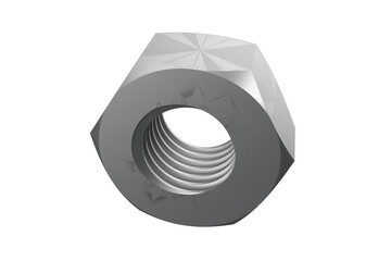 PNG Transparent Silver Nut: High-Resolution 3D Render. Ideal for Graphic Design, Product Mockups & Technical Illustrations. Shiny, Photorealistic & Ready to Use.