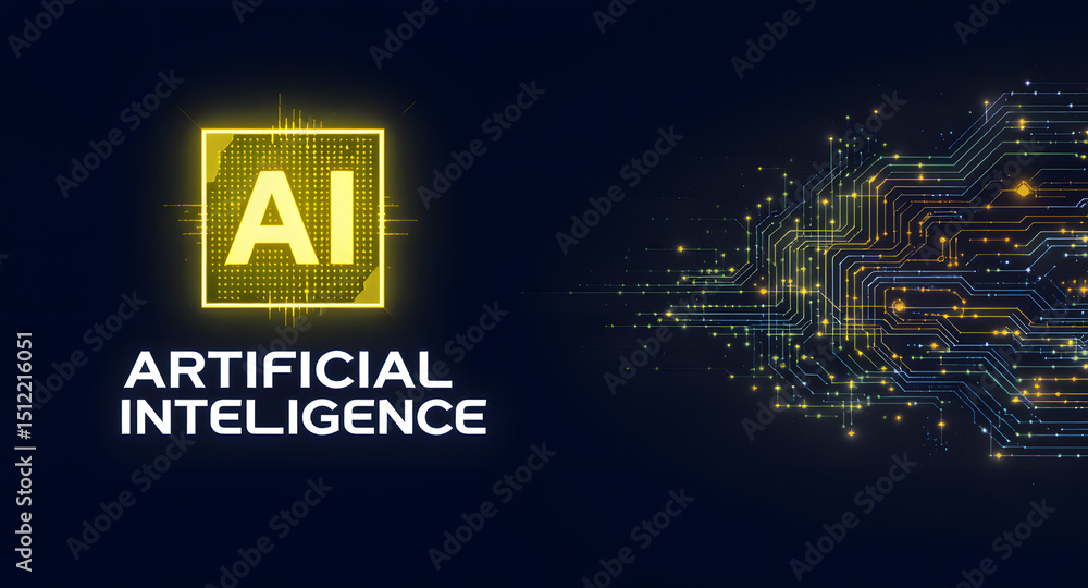 Poster artificial intelligence icon: a visually stunning depiction of a digital artificial intelligence ico