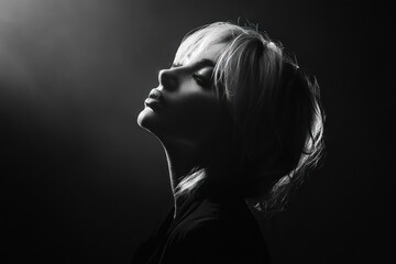 Dramatic Monochrome Portrait of Stylish Woman