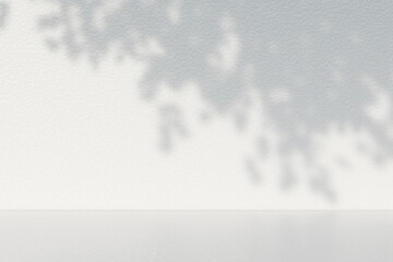 Minimalist empty white wall with soft shadows, perfect for modern interior or background use. 3d rendering