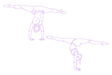 person doing a handstand pose lineart illustration