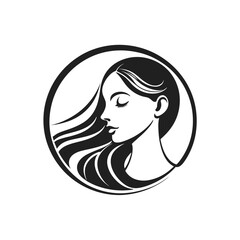 Elegant Woman Profile Circle Vector