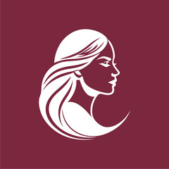 Elegant Woman Profile Circle Vector