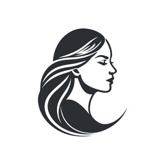 Elegant Woman Profile Circle Vector