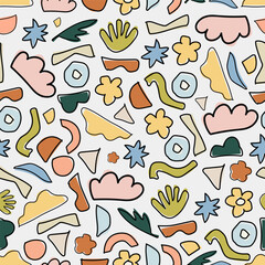 Seamless Abstract pattern. Idea for fabric, tablecloth pattern, wrapping paper, gift paper. Print ditsy. Motives are scattered randomly. Abstract pattern background. cute pattern.