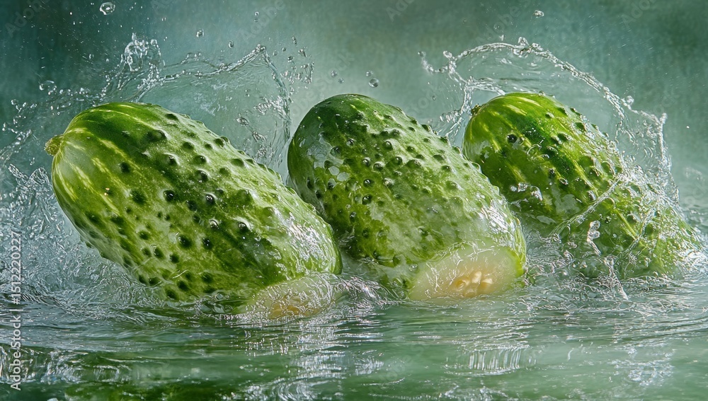 Poster a raw cucumber's underwater tranquility is captured in a freeze frame, surrounded by an array of col