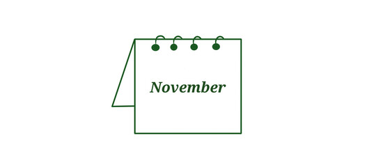  A green outline icon of a desk calendar displaying "November".