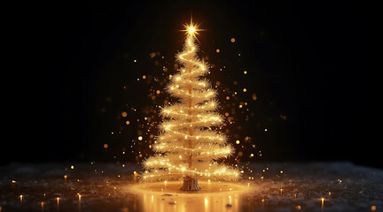 Sparkling Christmas tree radiating festive spirit during holiday season Generative AI