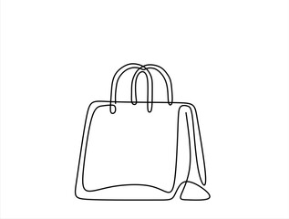Continuous one line drawing of Lady's hand bag. Women's bag single line art vector illustration. Editable vector.