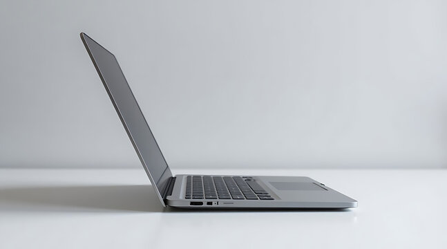 Laptop positioned on a clean surface showcasing sleek design and modern technology Generative AI