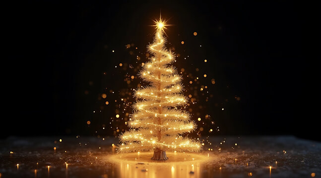 Sparkling Christmas tree radiating festive spirit during holiday season Generative AI