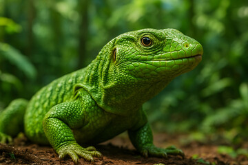 Fototapeta premium green iguana on a branch