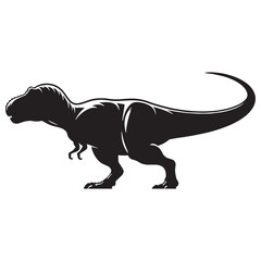 Obraz premium Terrifying Tyrannosaurus silhouette with raw power – Tyrannosaurus illustration – Minimalist Tyrannosaurus vector – Dinosaur silhouette