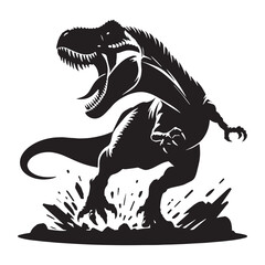 Tyrannosaurus silhouette with iconic head shape – Tyrannosaurus illustration – Minimalist Tyrannosaurus vector – Dinosaur silhouette

