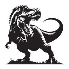 Bold Tyrannosaurus silhouette with forward charge – Tyrannosaurus illustration – Minimalist Tyrannosaurus vector – Dinosaur silhouette


