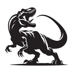 Obraz premium Tyrannosaurus silhouette showing prehistoric might – Tyrannosaurus illustration – Minimalist Tyrannosaurus vector – Dinosaur silhouette