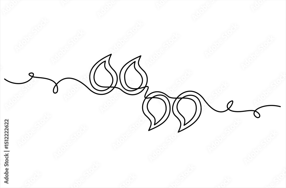 Poster single continuous line drawing of a quote mark. one continuous line of a quote mark drawing. vector 