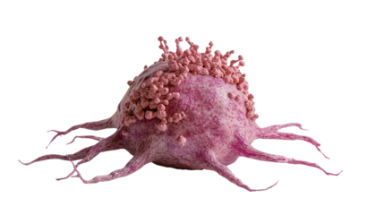 Detailed 3D Render of a Cancer Cell with Metastatic Potential on Black Background