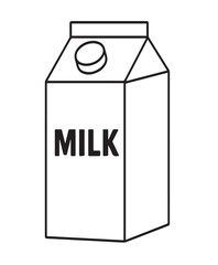 Minimalist Black and White Line Art of Milk Carton – Vector Sketch Illustration