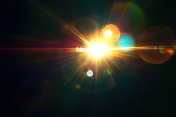 Lens flare light burst effect over black background
