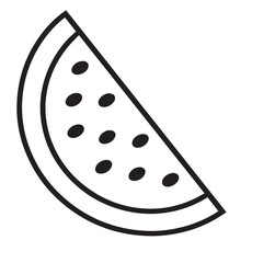 Minimalist Line Art of Watermelon Slice – Black and White Geometric Fruit Illustration