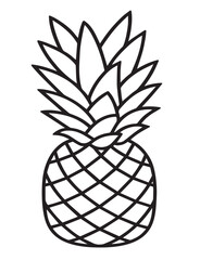 Obraz premium Minimalist Black and White Line Art of Pineapple – Simplified Vector Graphic Design
