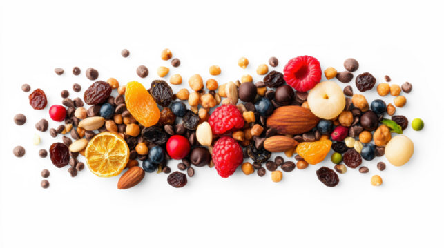 Assorted Dried Fruits and Nuts on Transparent Background