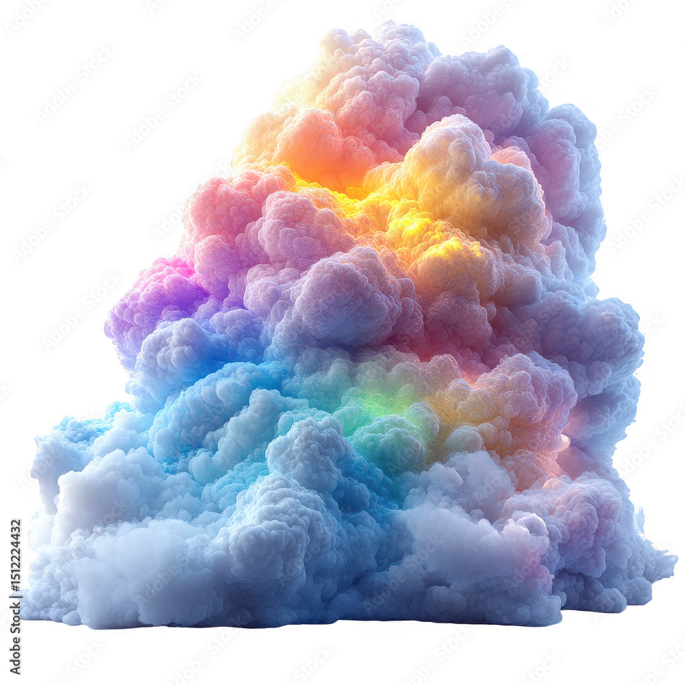 Poster colorful cloud explosion effect isolated on black background for design and decoration use case on t