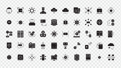 A diverse collection of web icons and business symbols for computer, mobile, and internet media design