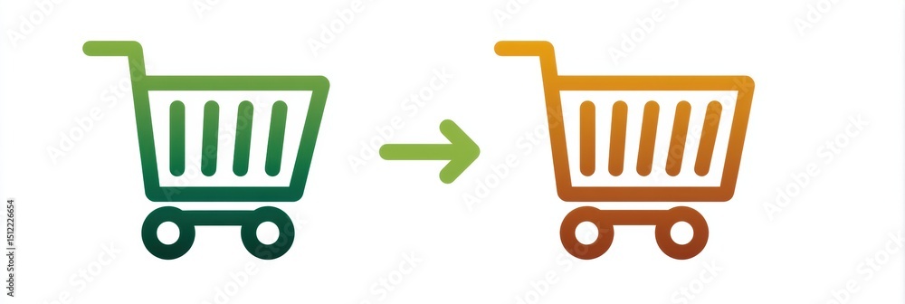 Poster grocery cart transformation to smart delivery icon illustrating innovation in convenience and modern