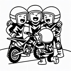 Obraz premium Bold and Easy MOTOCROSS Coloring Book Cover – Kawaii Dirt Bike Kids