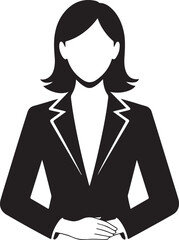 Confident Businesswoman with Arms Crossed Black and White Silhouette