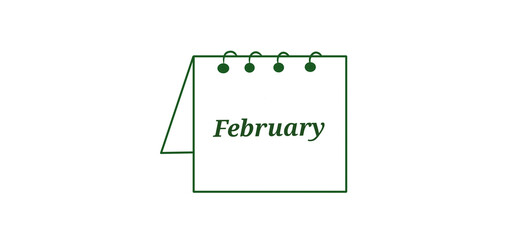  A green outline icon of a desk calendar displaying "February".