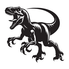 Alert Velociraptor silhouette scanning the horizon – Velociraptor illustration – Minimalist Velociraptor vector – Dinosaur silhouette

