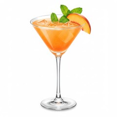 Fototapeta premium Peach martini cocktail illustration isolated on white background